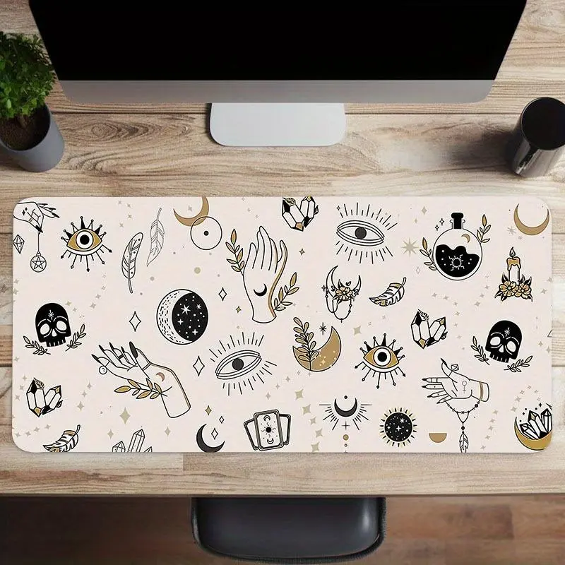 Eye Pattern Mouse Pad, Rectangle Gaming Mousepad with Non-Slip Rubber Base, Office Decorative Mouse Mat with Skull Hand Pattern For Home Office Desk, Gaming Desk Accessory, Desk Setup, Work Accessories, Desktop Accessory