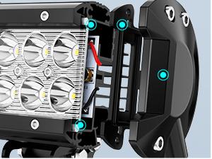 Nilight 12 Inch 72W Spot Combo Bar 2PCS 4 Inch 18W Flood LED Fog Lights with Off Road Wiring Harness 2 Leads tailgate light strip High lighting