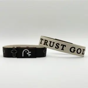 In God We Trust Inspirational Bracelet with Cross and Fish Symbol for Faith and Belief