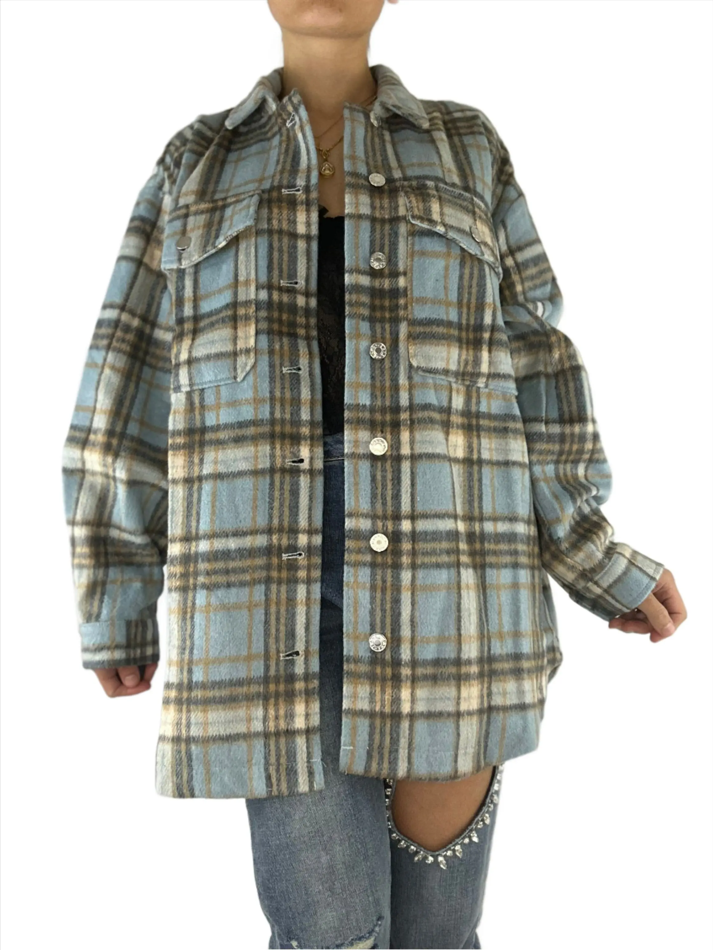 Claudia - Plaid Brushed Wool Shacket