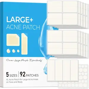 Large Pimple Patches Hydrocolloid Acne Patches XL Zit Patches for Face, Forehead, Chin, Nose, Body, Back, Chest - Skincare Clear, 5 Sizes Gentle Blemish