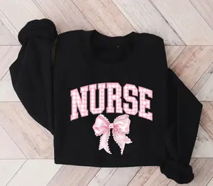 Nurse Coquette bow Sweatshirt, Pink Nurse Sweatshirt, Nurse Crewneck Sweatshirt, Nursing School, Nurses Week Appreciation