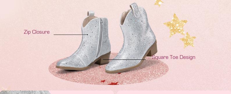 DREAM PAIRS KIDS Girls Cowgirl Cowboy Rhinestone Boots Ankle Low Heel Dress Booties Glitter Western Cowgirl Boots DREAM PAIRS KIDS Girls Cowgirl Cowboy Rhinestone Boots Ankle Low Heel Dress Booties Glitter Western Cowgirl Boots