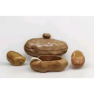 Ceramic Baked Potato Shaped Serving Dishes Bowl Casserole with Lid Mashed (4pcs)