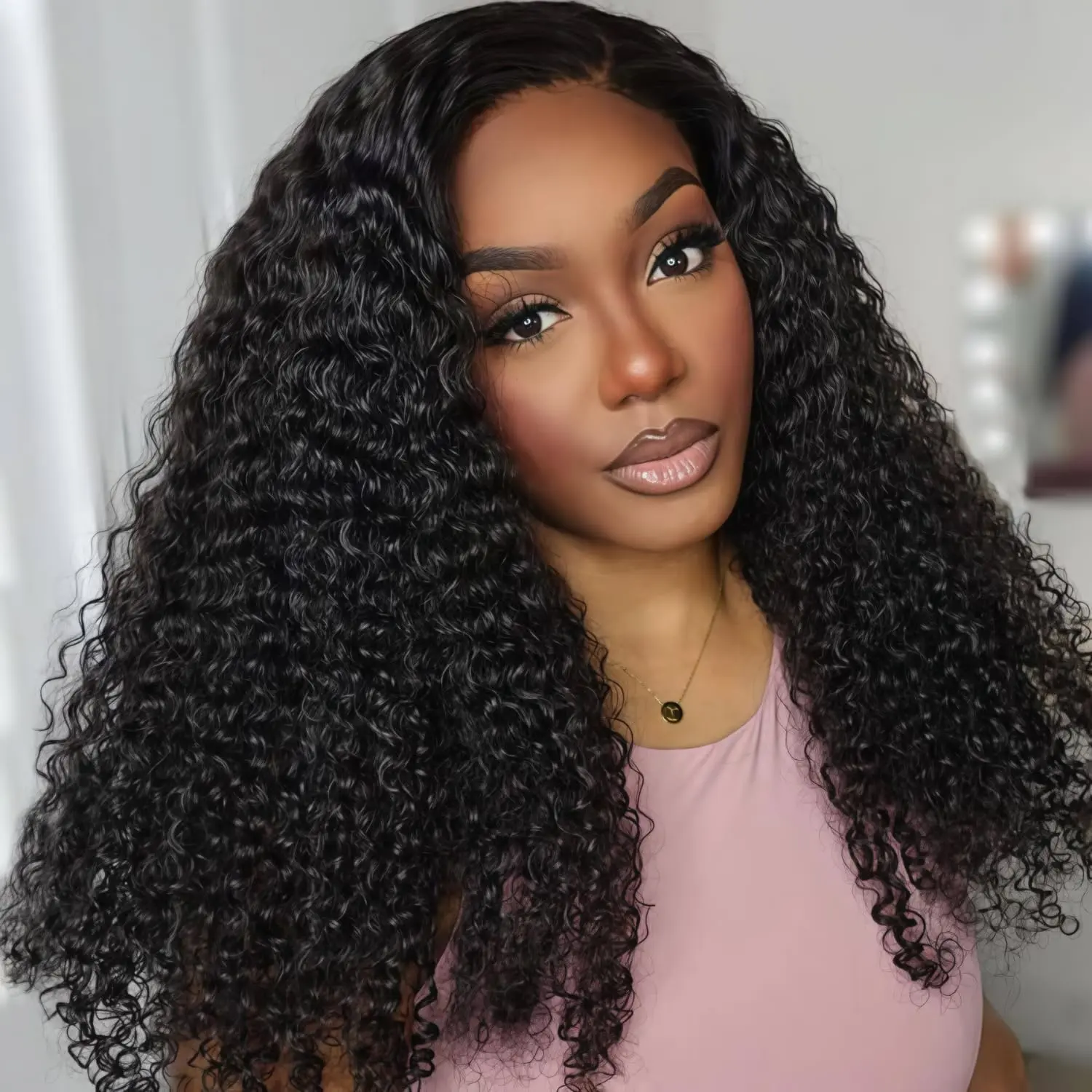 【3 In 1 Half Wig】Kinky Curly Human Hair Glueless Wig 200 Density 3 In 1 Seamless Clip Ins Flip Over Half Wigs Drawstring Glueless Wig Human Hair Beginner Friendly Headband Wig For Women Half Up Half Down