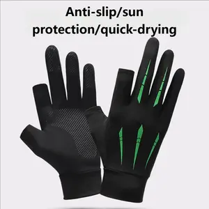 Summer Thin Ice Silk Gloves for Men, Sports Cycling Running Fitness Driving Fishing Anti-Slip Half Finger Gloves