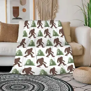 Bigfoot Pine Tree Pattern Blanket Ultra Soft Flannel Cozy Warm Multi Purpose Bedroom Living Room Couch Sofa Throw Machine Washable All Season Decor Decorative Throw Perfect Birthday Gift Christmas Gift for Cryptid Lovers Adults Men Women Sasquatch Style