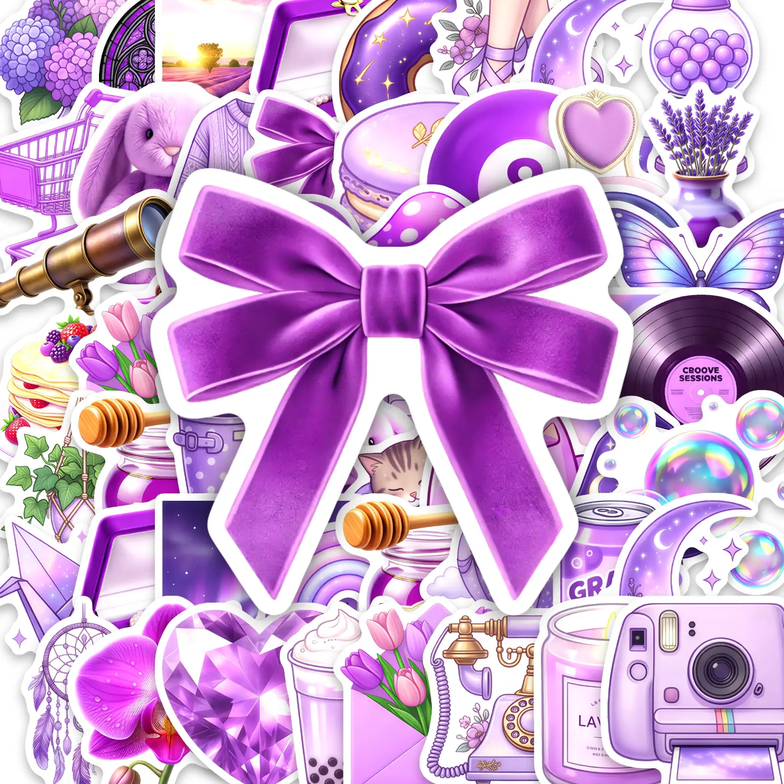 50 Pieces of Purple Minimalist Series Stickers, Suitable for Pasting on Scrapbooks, Diaries, Laptops, Water Bottles, Cars and More, Ideal Creative Birthday Gifts