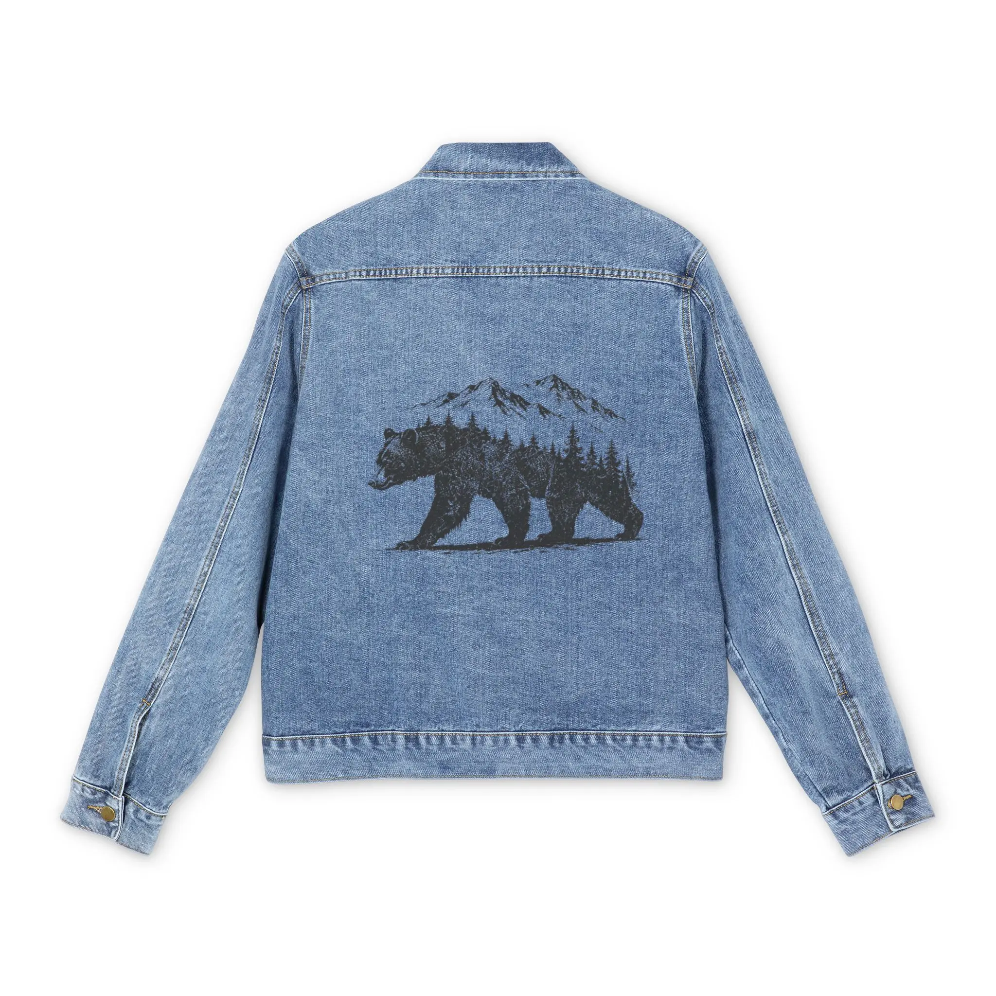 Ravenmark Supply Co Black Bear Denim Jacket | Mountain Bear Graphic Jacket | Western Denim Coat | Outdoor Jacket | Wildlife Apparel | Montana Inspired | Hiking Jacket | Camping Clothing | Rustic... Classic Cotton