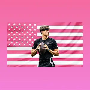 Joe Burrow Flag, Quarterback Heartthrob Aesthetic Pink American Flag, Football-Inspired Wall Tapestry, Trendy Sports Room Decor