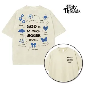 [Holy Threads] God Is So Much Bigger Than Coquette Unisex Washed T-shirt Vintage Tee Jesus Shirt Jesus Tee Christian Merch Christian Apparel God Apparel christian  bible  shirt