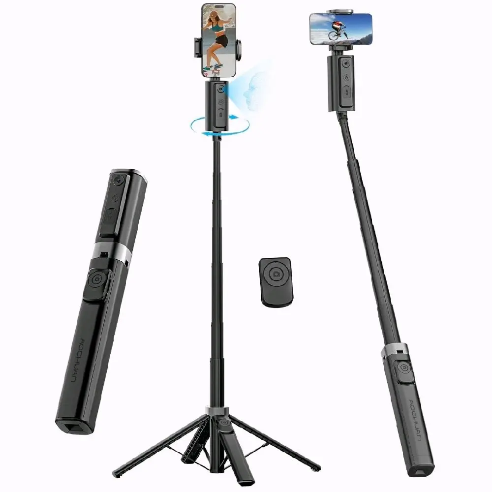 AOCHUAN 57" Tripod Selfie Stick for iPhone with Face Tracking (Smart M3) Aluminium Portable Camera