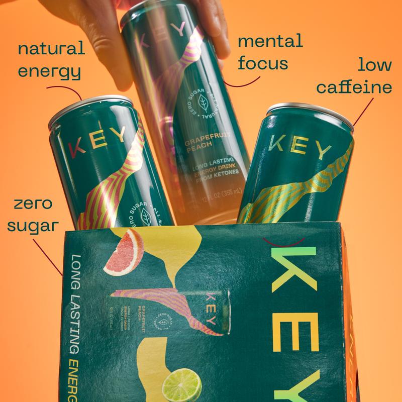 KEY Clean Energy Ketone Drink - All Natural, Sugar Free, Mental Focus, Low Caffeine