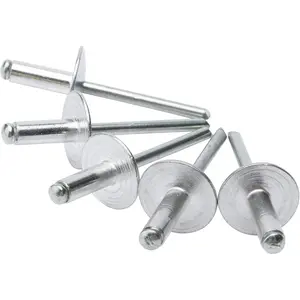 50pcs 3/16" x 1/2" Large Flange Aluminum Blind Rivets, 4.8 x 12mm Pop Rivets (Silver)