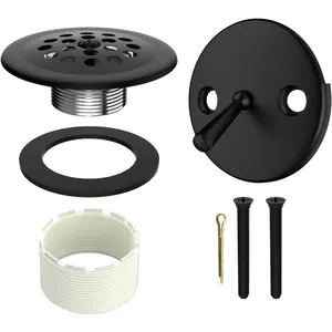Tub Drain Kit, Bathtub Drains Stopper Replacement Set with Trip Lever Overflow Faceplate, Strainer, No Putty Gasket and Matching Screws (Matte Black)