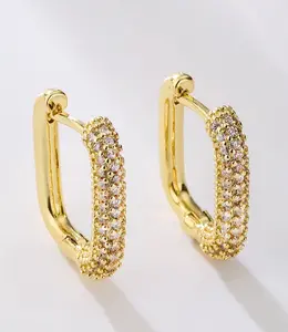 Icy Gold Square Hoop Earrings