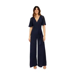 Rene Ruiz Collection V-neck Jumpsuit with Sleev