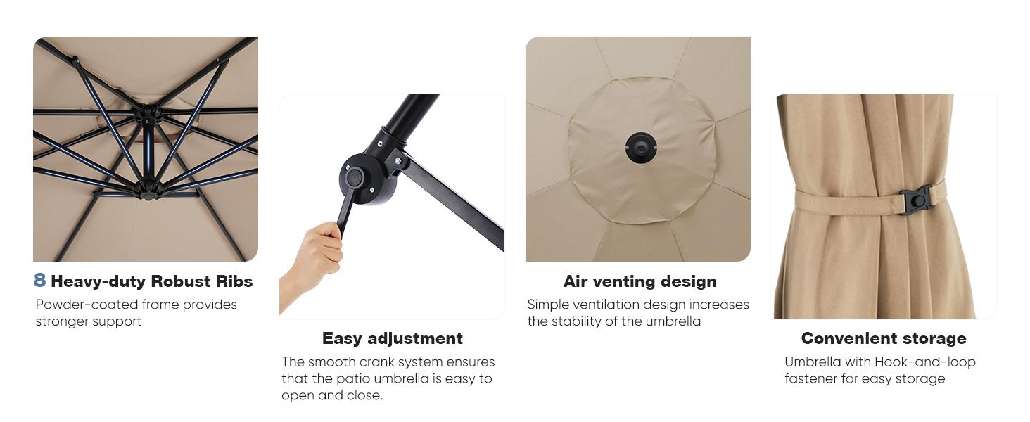 10ft Offset Hanging Market Patio Umbrella w/Easy Tilt Adjustment, Polyester Shade, 8 Ribs for Backyard, Poolside, Lawn and Garden 10ft Offset Hanging Market Patio Umbrella w/Easy Tilt Adjustment, Polyester Shade, 8 Ribs for Backyard, Poolside, Lawn and Garden