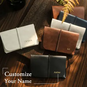 1PCS Customizable Vintage Leather Passport Holder with Gold Monogram Name Personalized Travel Accessory Wallet