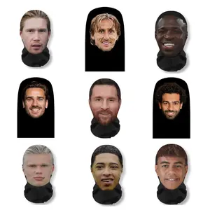 Soccer Fan Full Face Mesh Mask, Funny Printed Face Hood, Football Match Costume Headgear, Breathable Stretch Balaclava, Stadium Cheer Prop, Festival Party Accessories for Adults
