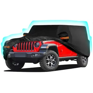 Waterproof Car Cover for Jeep Wrangler 4 Door 2006-2025 JK JL Outdoor Waterproof Sun Rain Snow Hail Protection with Driver Door Zipper