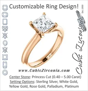 Cubic Zirconia Engagement Ring- The Ursula (Customizable Princess Cut High-Set Solitaire)