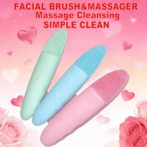 New Rechargeable Silicone Face Brush, Heated Vibration Massage, Facial Beauty Massagers, Deep Cleansing, Exfoliating, Available in Blue, Pore Cleansing Brush, Facial Cleaning Tool, Facial Care Instrument, Pore Scrubbing Brush