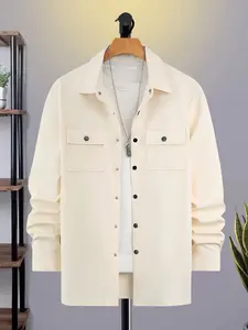 Men's Checked Long Sleeve Casual Shirt, Button Up Shirt, Fitted Woven Fabric, Organic Material, All Season Fashion Top for Weekend & Outdoor Activities