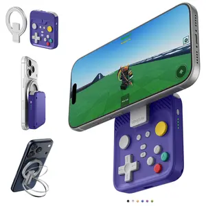 abxylute M4 Snap-On Mobile Gaming Controller for Android & iPhone, Switch 1&2, Portable Bluetooth Mini Controller, Pocket-Sized Retro Emulator Gamepad w/Stand, Dual Joystick Turbo Pro Gaming, Magnetic (Blue) Handheld Game Console