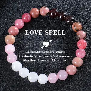 Manifest Love & Positive Energy: Garnet, Strawberry Quartz, and Rose Quartz Bracelet for Attraction & Harmony