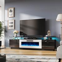 Black TV stand & White Fireplace
