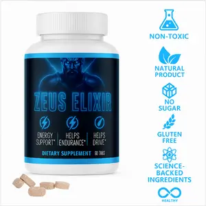 Zeus Elixir - Daily Herbal Supplement for Men - 60 Tablets - Energy, Endurance & Drive Support - Non-Toxic, Gluten-Free, No Sugar - USA Formulated - Healthcare & Fitness