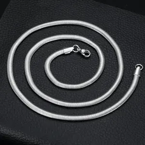 Stainless Steel Flat Snake Bone Chain Hip-hop Fashion Encrypted Snake Chain Necklace, Suitable for Both Men and Women As Accessories