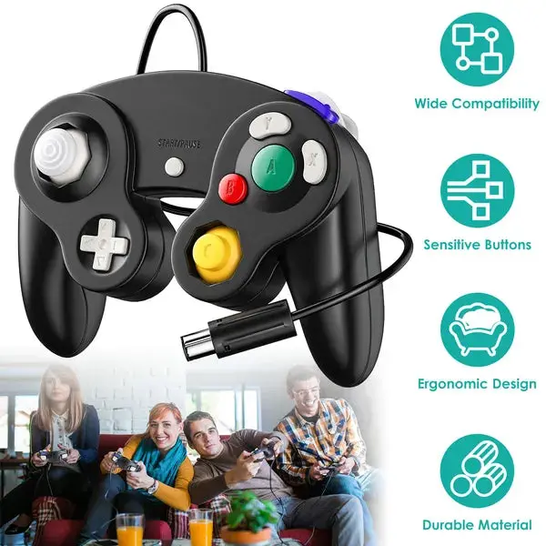Shock Wired Game Controller for Wii & Gamecube | Turbo & Vibration
