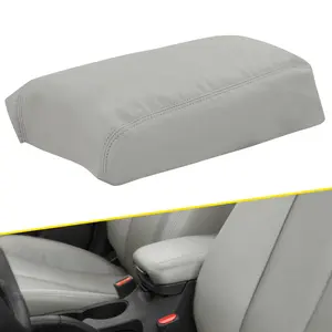 CROSSDESIGN Gray Leather Center Console Lid Armrest Cover Fit For 2015-2019 Hyundai Sonata
