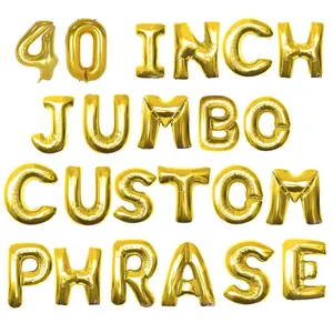 40 inch Custom Shiny Gold Letter Number Big Large Helium Balloon Banner Mylar Letter Birthday Banner Personalization Baby Shower Bride jumbo balloons