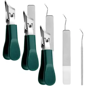 Three Sets of Eagle Beak Beveled Nail Clippers, Wide Anti-Splash Design for Thick Hard Nails, Seniors & Ingrown Toenail Care with Ergonomic Grip & Nail File