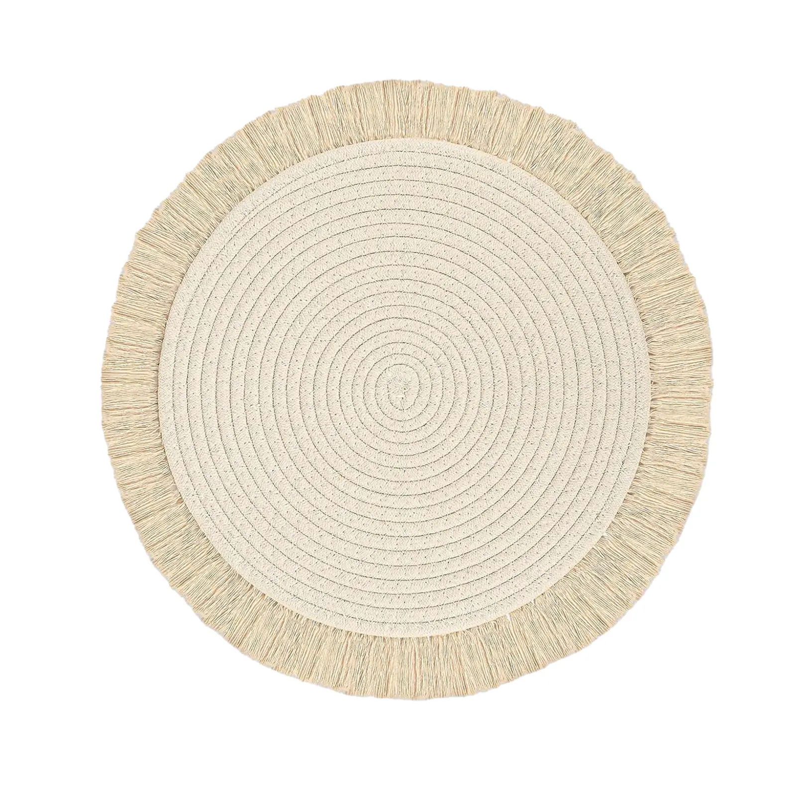 Boho Style Placemats Set of 8 – 13 Inch Round Woven Cotton Table Mats with Tassels – Handmade, Washable, Heat Resistant, Non-Slip – Rustic Farmhouse Decor for Dining Table – Perfect for Thanksgiving, Christmas, Everyday Use, Thick