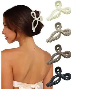4-Pack Large Bow Hair Claw Clips for Women, Strong Hold Non-Slip Hair Clips for All Hair Types, Fashion Hair Accessories in Assorted Colors