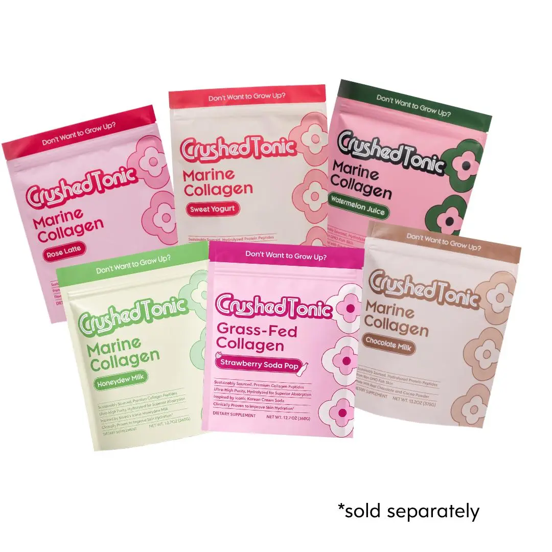 Crushed Tonic Juice Collagen LTD Edition Rose Latte · Watermelon · Honeydew · Sweet Yogurt · Strawberry Soda Pop – Hydrolyzed Collagen Peptides for Skin, Hair & Nails - Gluten Free Non-GMO Halal Kosher Beauty Supplement