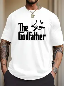 Men's "The Godfather" Graphic T-Shirt - Casual & Sporty, Breathable 100% Cotton, Short Sleeve Crew Neck, Machine Washable - Perfect for Summer, Godfather T Shirt