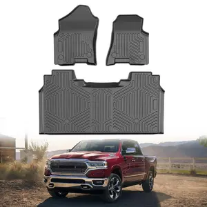 VEVOR Truck Floor Liners, Fits Dodge Ram 1500/2500/3500 & 1500 Classic 2013-2018/2019-2022(Crew Cab Only), Include 3 Front & Second Row Mats, Weather-Resistant TPE Custom Fit Mats for Pickup, Black