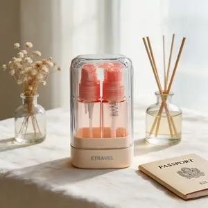 4-in-1 Square Tin Canister Travel Toiletry Bottles, Leak-Proof Refillable Dispenser Container for Outdoor Use