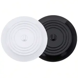 1pc Silicone Bathtub Drain Stopper - 6" Kitchen Bathroom Bathtub Drain Hair Stopper, Bathtub Drain Plug, Flat Suction Shower Bathtub Drain Cover, Bathroom Accessories(White/Gray), Bathroom Necessities, Home Bathroom Decor