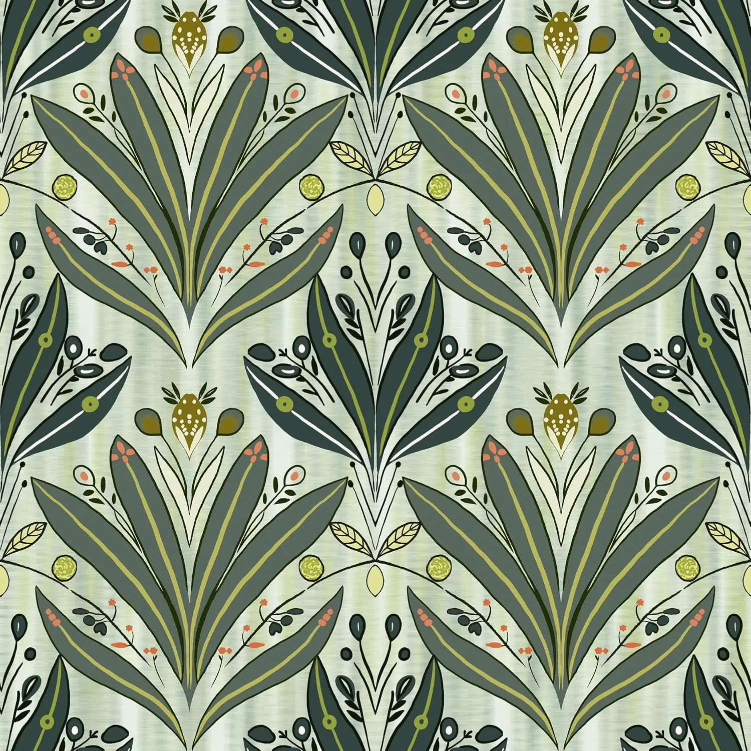 Leaf Wallpaper Peel and Stick 17.3"x78.8" Green Contact Paper