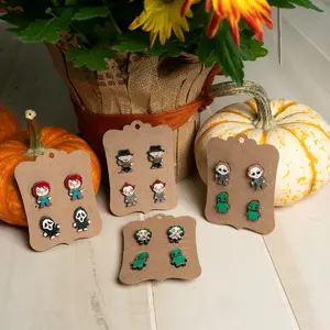 2 pack stud earrings.  michael myers, scarry, beetlejuice, chuckie, freddie