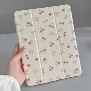 Case for iPad for Apple iPad Protective Cover Pink Floral Butterfly Suitable for iPad 9 Protection Sleeve 2021 Side Sticker Stand Tablet Shell ipod 10. 2 Inch Cartoon Air5 with Pencil Slot12. 9 Transparent Shockproof Pro11/Air4th /Air 5th 10. 9-inch 7/ 8/