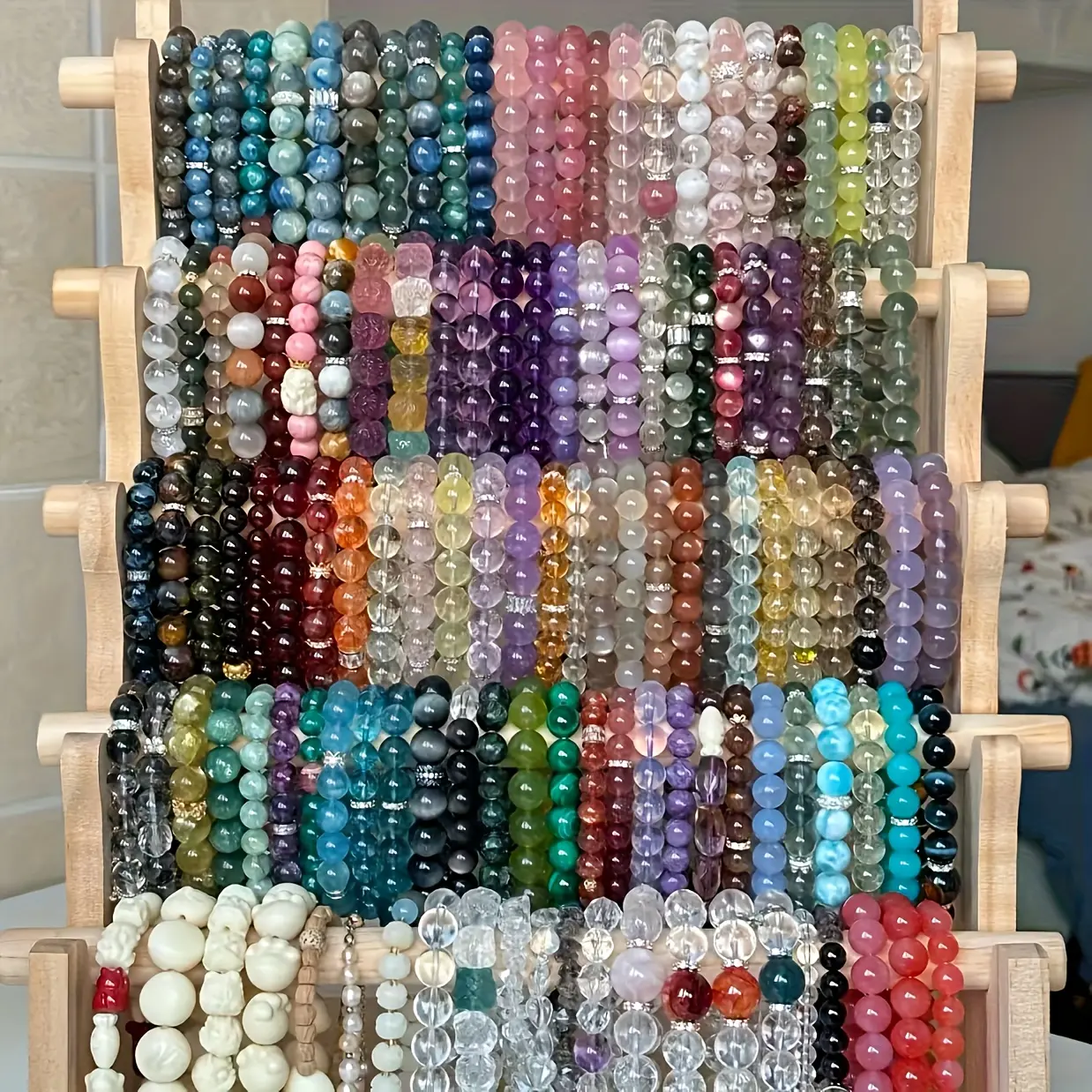 Women's 35pcs Bohemian Handmade Multicolored Mix Crack Bead Look Set - Layering Bracelets, Charm Hand Chains, Boho Party Gift, Year-Round Use Collectibles