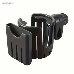 2-in-1 Bike Motorcycle Cup Holder Black ABS Durable Phone Sturdy Universal Fit Hands Free Accessory Safe Drink Smartphone Storage Holiday Riding Gear for Most Vehicles