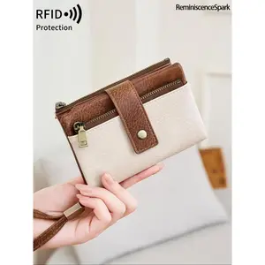 Women's Vintage RFID Blocking Wristlet Wallet – Lightweight Secure Zipper Design, Multi-Card Holder Organizer, Stylish Versatile Purse Ideal for Daily Casual, Business Travel & Everyday Outings